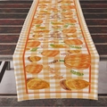 Orange gingham Thanksgiving table runner featuring pumpkins and Happy Thanksgiving text - ZQ04-12 (Orange Gingham/Happy Thanksgiving) / 33*183cm