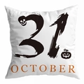White Halloween pillow cover with black 31 October skeleton and pumpkin print - 18x18 Inch / 31 OCTOBER Skull Pumpkin (DRD271-10)