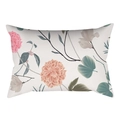 Blumen Lendenkissenbezug mit rosa Dahlien und weißen Magnolien auf Peach Skin Stoff - Cremefarbene Basis Dahlie Stil (DRD475-16) / 30x50cm