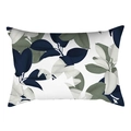 Rechteckiger Kissenbezug mit modernen Blattmotiven in Marineblau und Salbeigrün - Navy Blau Grüne Blatt Stil (DRD475-17) / 30x50cm