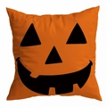 Halloween orange square pillowcase featuring a classic black Jack-o'-lantern face design - 18x18 Inch / Orange Pumpkin Smile Pattern (DRD271-13)