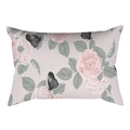 Rosafarbener rechteckiger Kissenbezug mit Rosen- und Schmetterlings-Digitaldruck - Hellrosa Basis Floral Schmetterling Stil (DRD475-18) / 30x50cm
