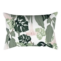 Rechteckiger Kissenbezug mit tropischen grünen Blättern und rosa Blumenmuster - Tropische Monstera Stil (DRD475-19) / 30x50cm