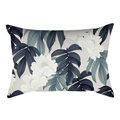 Rechteckiger Kissenbezug mit elegantem blauen Blatt- und weißen Blumenmuster Motiv - Blaugraue Blatt Stil (DRD475-20) / 30x50cm