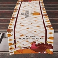 Thanksgiving table runner with pumpkin and turkey prints on checkered fabric - ZQ04-16 (Turkey/Pumpkin/Happy Thanksgiving) / 33*183cm