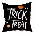 Halloween pillow cover with Trick or Treat text and orange pumpkin on black background - 18x18 Inch / TRICK OR TREAT Black Base Pumpkin (DRD271-17)
