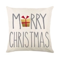 Linen Christmas pillow case with Merry Christmas print and festive gift box design - 45x45cm / Cream Letter Gift Box Style (YMD195-1)