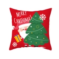Rode kerst kussensloop met kerstman en boom prints voor feestelijke decoratie in huis - Kerstman en Boom (DRD298-2) / 45x45cm