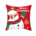 Kerst kussenhoes van rode perzik-huid stof met feestelijke sneeuwpop-bedrukking - Cartoon Sneeuwpop (DRD298-3) / 45x45cm
