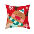 Rode kerstkussenhoes met cartoon rendier en witte sneeuwvlokken decoraties - Cartoon Rendier (DRD298-4) / 45x45cm