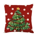 Christmas pillowcase with red polka dots and a hand-painted green Christmas tree on linen - Christmas Tree Style(YMD194-3) / 45x45cm