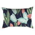 Rechteckiger Lendenkissenbezug mit tropischen Blumen auf dunkelblauem Hintergrund - Dunkelblaue Basis Tropisch Floral Stil (DRD475-26) / 30x50cm