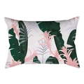 Rechteckiger Kissenbezug mit tropischen Bananenblättern und rosa Blumenmuster - Rosa Basis Anthurium Stil (DRD475-27) / 30x50cm