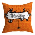 Halloween orange throw pillow cover with pumpkin pattern and Happy Halloween ghost design - 18x18 Inch / Happy Halloween Orange Graffiti (DRD271-23)