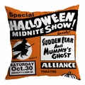 Square Halloween cushion cover with vintage orange witch poster for holiday home decor - 18x18 Inch / MIDNITE SHOW Vintage Poster (DRD271-24)