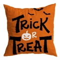 Orange Halloween pillowcase featuring black bats and Trick or Treat typography design - 18x18 Inch / TRICK OR TREAT Pumpkin Orange (DRD271-27)