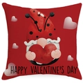 Linnen kussensloop voor Valentijnsdag met kabouter en feestelijke tekst - 45*45cm (Geen Binnenkussen) / Rode Lieveheersbeestje Hoed Kabouter Stijl (YMD230-4)