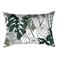 Rechteckiger Kissenbezug mit grünen Monstera-Blättern und tropischem Pflanzen-Druckmuster - Weiße Basis Regenwald Stil (DRD475-36) / 30x50cm