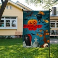 Drapeau de jardin Halloween Party avec sorcières et citrouilles pour extérieur - Style de Tombe de Citrouille de Sorcière (QZ15-17) / 30*45cm