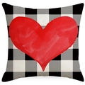 Valentine's buffalo plaid pillow cover with a red watercolor heart on white background - Red Heart Plaid (YMD238-1) / 18x18 Inch