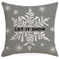 Housse de coussin de Noël en lin gris avec flocons de neige et texte Let It Snow - 45x45cm / Style Flocon Noir Blanc (YMD236-3)
