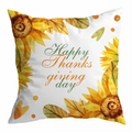 Fall Thanksgiving pillowcase with Happy Thanksgiving text, sunflower and maple leaf print - 45*45cm (No Insert) / Style 9