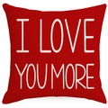 Red linen pillowcase with white I LOVE YOU MORE print for Valentines Day decor - I Love You More Letter Print (YMD252-2) / 45x45cm