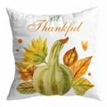 Fall Harvest Pumpkin Pillow Cover with Be Thankful Sunflower Print and Peach Skin Texture - 45*45cm (No Insert) / Style 10