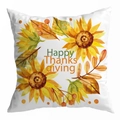 White Thanksgiving pillow cover featuring watercolor sunflowers and Happy Thanksgiving text - 45*45cm (No Insert) / Style 12