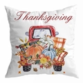 Fall Thanksgiving pillowcase with vintage red truck, colorful pumpkins, and bird print - 45*45cm (No Insert) / Style 14