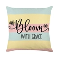 Colorful striped square throw pillow cover with Bloom with Grace text on white background - 45*45cm (No Insert) / Gnome Pattern 4 (YMD257-4)