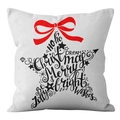 Federa per cuscino natalizia minimalista con tipografia a stella e fiocco rosso decorativo - 45x45CM Senza Interno / Forma di Stella Auguri Festivi (CRD53-2)