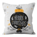 Federa per cuscino natalizia minimalista con decorazione nera e scritte festive - 45x45CM Senza Interno / Palla di Natale Nera (CRD53-3)