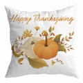 White Thanksgiving pillow cover featuring Happy Thanksgiving text and pumpkins - 45*45cm (No Insert) / Style 16