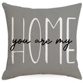 Funda de cojín cuadrada de lino con estampado Home You Are My en color gris - 45x45CM Sin Núcleo de Almohada / Estilo de Letra Gris (YMD265-2)