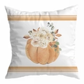 Fall Thanksgiving pumpkin and floral watercolor print on white peach skin pillowcase - 45*45cm (No Insert) / Style 20