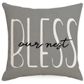Funda de cojín de lino con estampado de texto minimalista BLESS our nest en gris - 45x45CM Sin Núcleo de Almohada / Estilo Bless Gris (YMD265-3)
