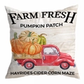Fall Thanksgiving pumpkin harvest pillow case with vintage red truck on wood background - 45*45cm (No Insert) / Style 21