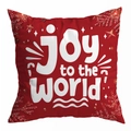 Roter Weihnachts-Kissenbezug mit weißem Joy to the World Schriftzug und Schneeflocken - Joy to the WORLD Typografie Druck (DRD294-10) / 45*45cm (Kein Inlett)
