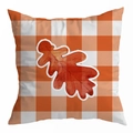 Fall orange gingham pillow cover with watercolor oak leaf for Thanksgiving home decor - 45*45cm (No Insert) / Style 22