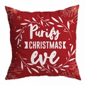 Roter Kissenbezug mit weißem Purify Christmas Eve Kranzaufdruck aus Pfirsichhaut-Stoff - Purify Christmas Eve Druck (DRD294-12) / 45*45cm (Kein Inlett)