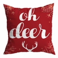 Roter Weihnachts-Kissenbezug mit oh deer Schriftzug und goldenen Sternmotiven - oh deer Lustiger Geweih Druck (DRD294-14) / 45*45cm (Kein Inlett)