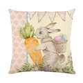 Rosa Oster-Kissenbezug mit Aquarell-Hase, Korb mit Eiern und Karotten-Motiv für Sofa - 45cmx45cm(Ohne Füllung) / Osterhase und Große Karotte Stil (YMD269-2)