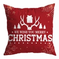 Weihnachts-Kissenbezug in Rot mit festlichem Hirsch- und Tannenbaum-Aufdruck aus Pfirsichhaut - Wish You Merry Christmas Druck (DRD294-15) / 45*45cm (Kein Inlett)