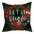 Fodera per cuscino natalizio a quadri rossi e verdi con scritta Let It Snow e fiocchi - Stampa Let it Snow (DRD296-8)