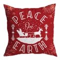 Roter Weihnachts-Kissenbezug mit Peace on Earth Aufdruck und Weihnachtsmann-Motiven - Peace on Earth Typografie Druck (DRD294-16) / 45*45cm (Kein Inlett)