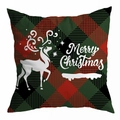 Fodera per cuscino natalizio a quadri con renna bianca e scritta Merry Christmas - Silhouette di Renna Merry Christmas (DRD296-9)