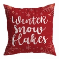 Roter Weihnachts-Kissenbezug mit Winter-Schneeflocken-Druck und weißen Sternmustern - Winter Schneeflocken Typografie Druck (DRD294-17) / 45*45cm (Kein Inlett)
