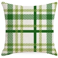 Green and white plaid linen shamrock pillow case for St. Patrick's Day sofa decor - Style 2-Green White Plaid (YMD268-2)