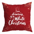 Roter Kissenbezug mit White Christmas Aufdruck und goldenen Sternen für Weihnachten - Weißer Weihnachtsbaum Typografie Druck (DRD294-18) / 45*45cm (Kein Inlett)